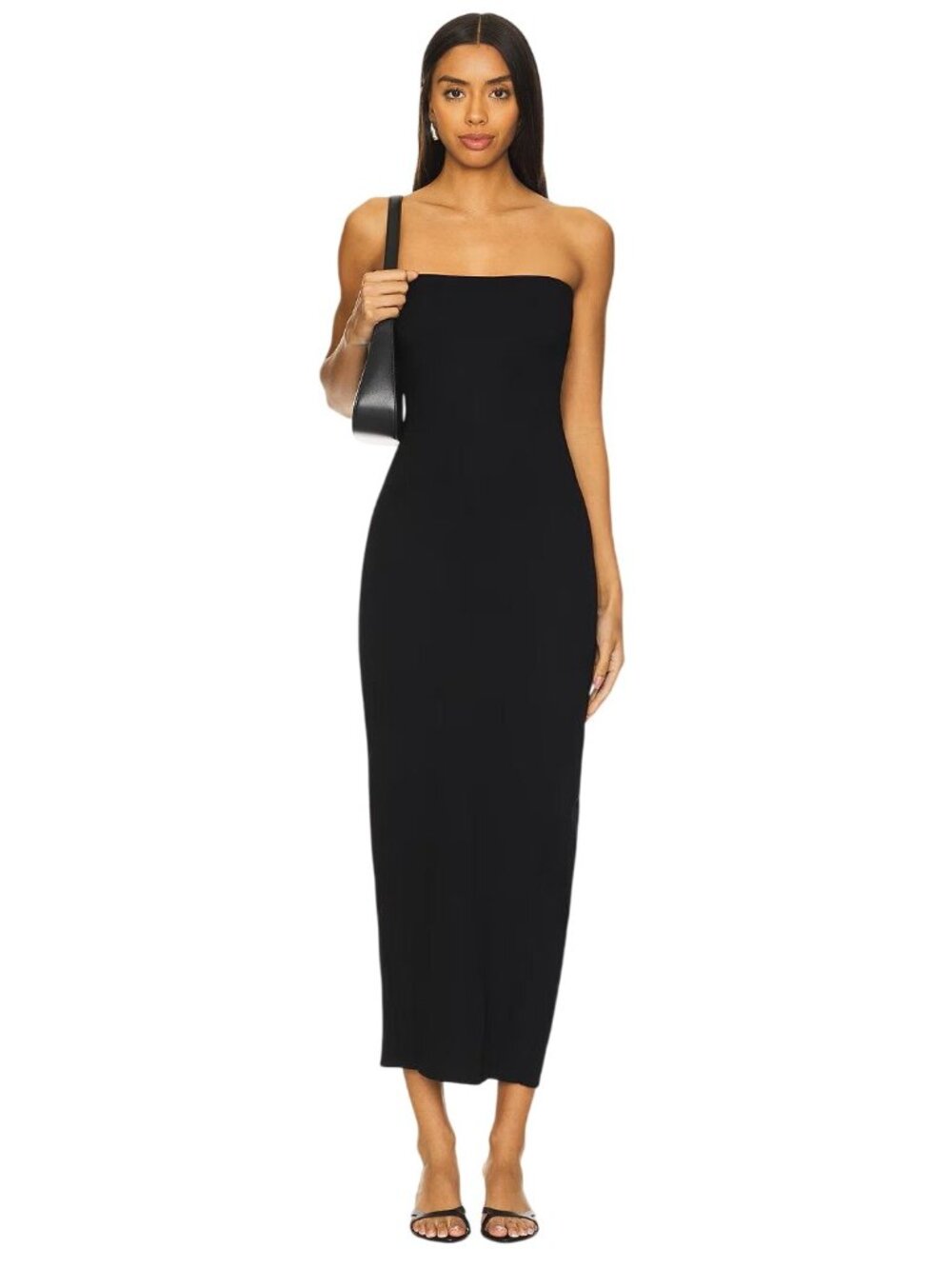 LESET Rio Bandeau Dress in Black Medium New Womens Column Maxi Gown